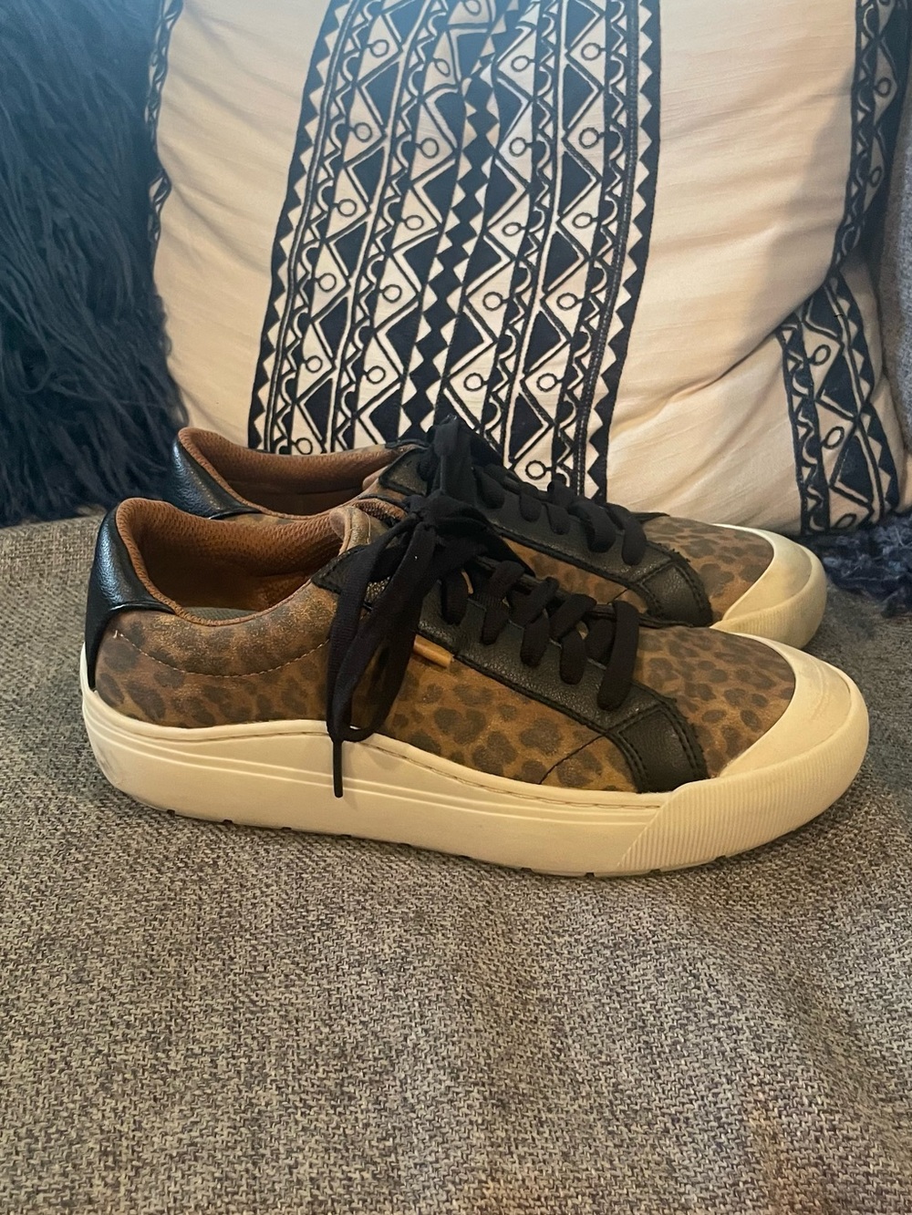 Dr. Scholl's Leopard Print Low Top Sneakers in Black and Brown